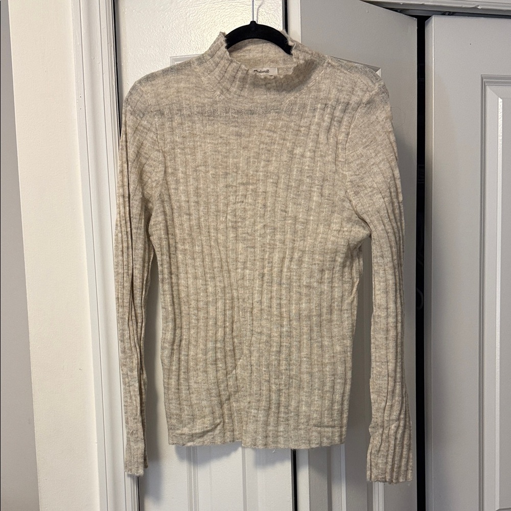 Madewell Ribbed Turtleneck Sweater in Cream